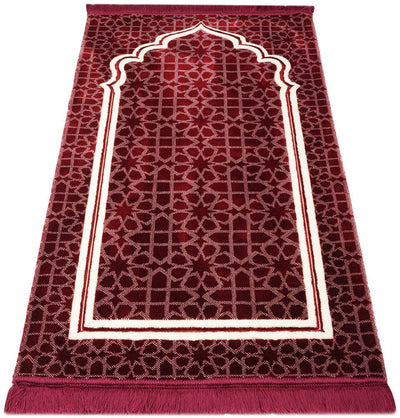 Modefa Prayer Rug Red Double Plush Wide Islamic Prayer Rug Andalus - Red