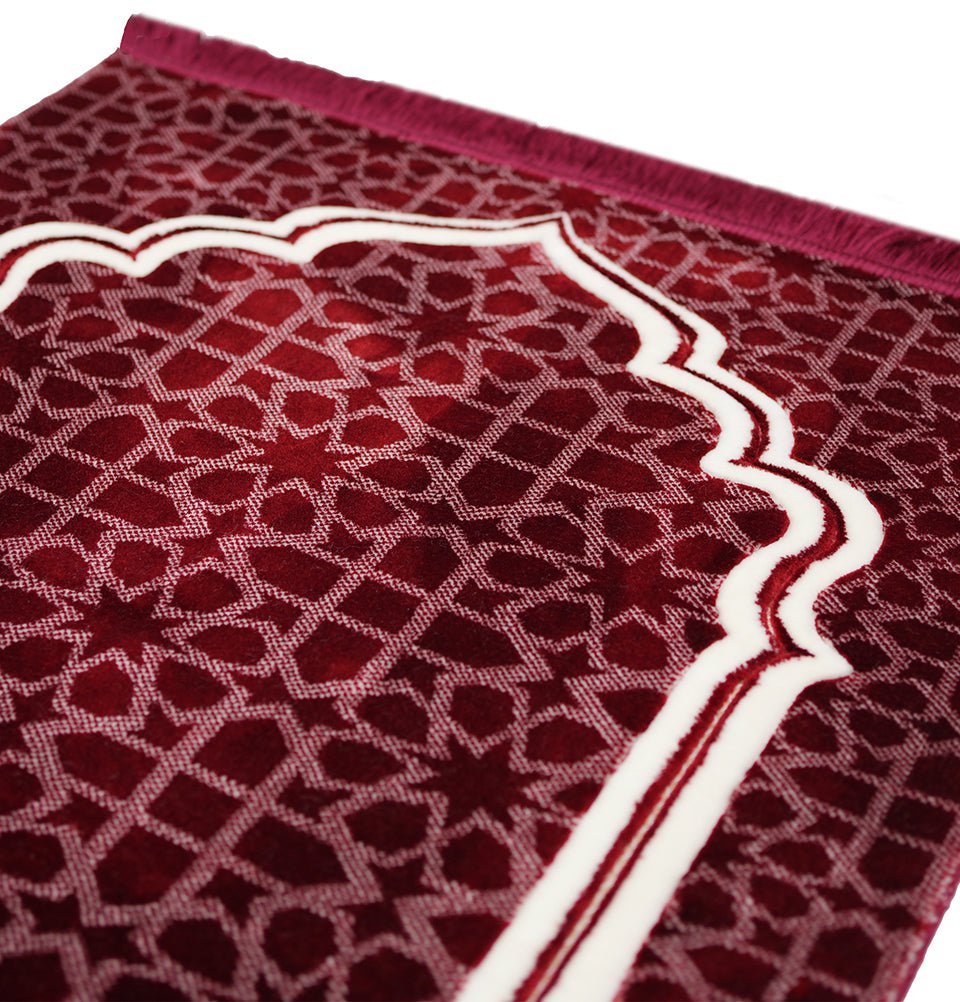 Modefa Prayer Rug Red Double Plush Wide Islamic Prayer Rug Andalus - Red