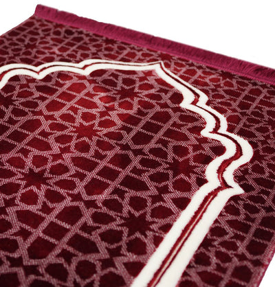Modefa Prayer Rug Red Double Plush Wide Islamic Prayer Rug Andalus - Red
