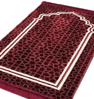 Modefa Prayer Rug Red Double Plush Wide Islamic Prayer Rug Andalus - Red