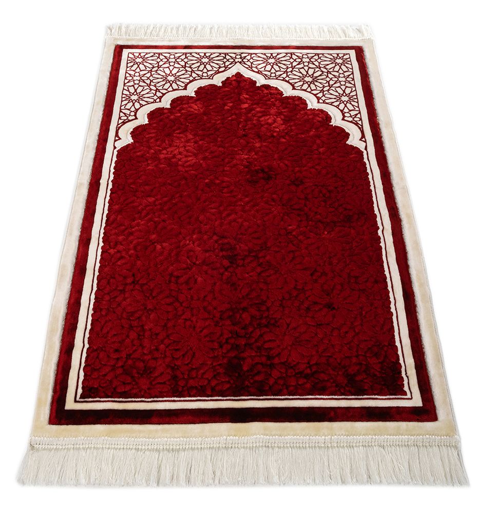 Modefa Prayer Rug Red Hidaya Plush Islamic Prayer Rugs - Red