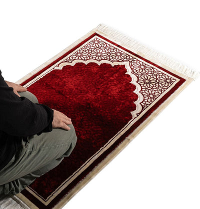 Modefa Prayer Rug Red Hidaya Plush Islamic Prayer Rugs - Red