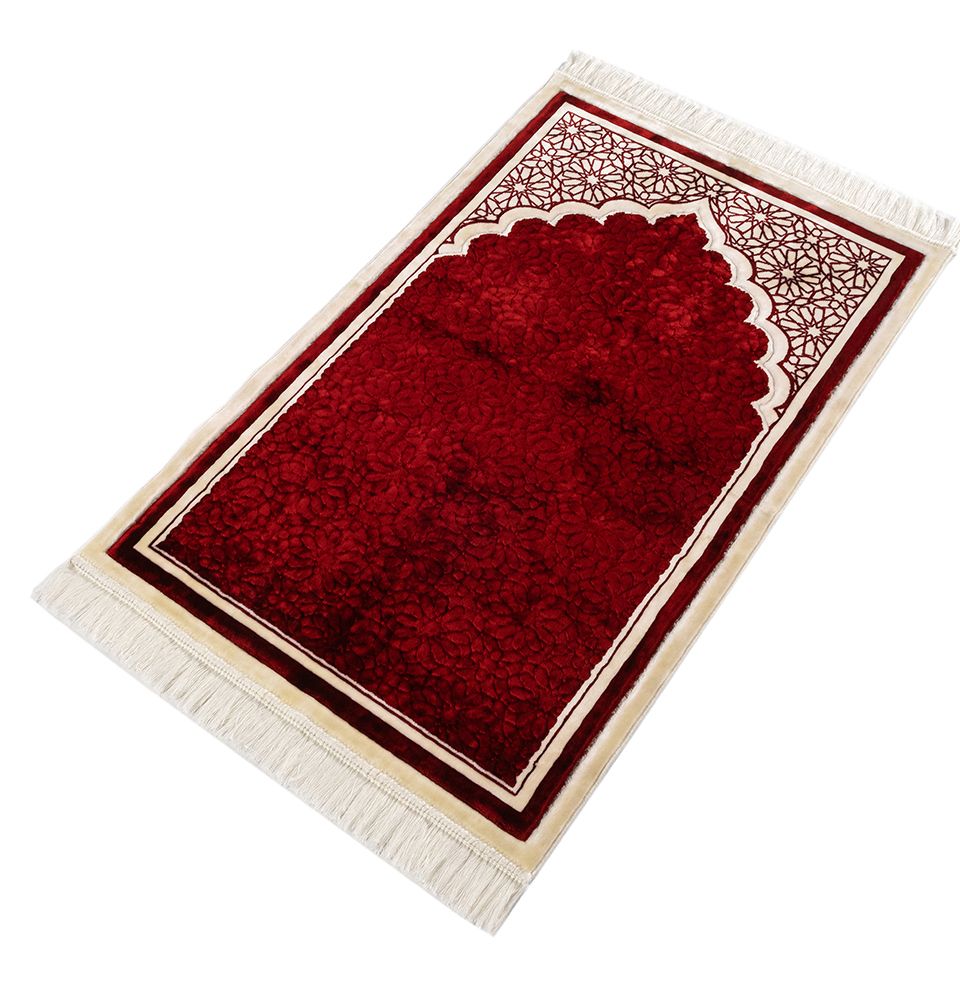 Modefa Prayer Rug Red Hidaya Plush Islamic Prayer Rugs - Red