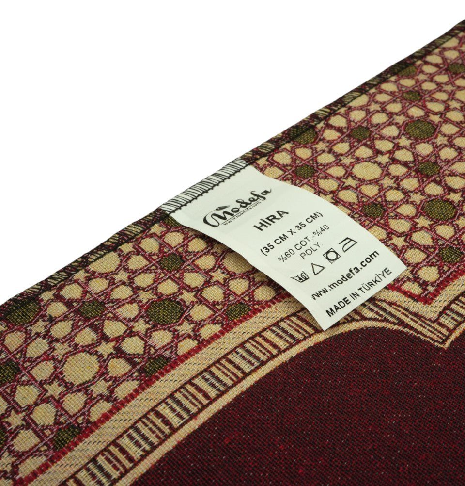 Modefa Prayer Rug Red Mini Cotton Woven Travel Islamic Prayer Rug - Mihrab Red