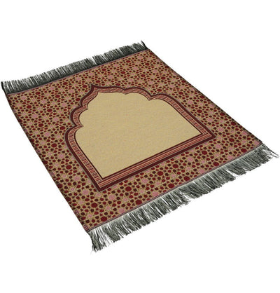 Modefa Prayer Rug Red Mini Cotton Woven Travel Islamic Prayer Rug - Mihrab Red
