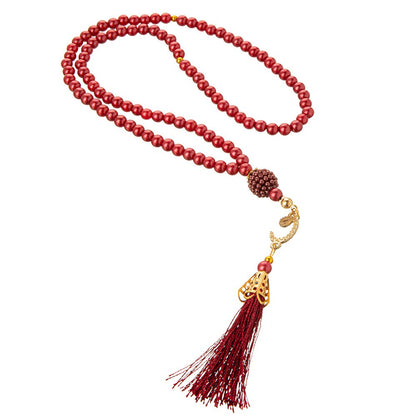 Modefa Prayer Rug Red Ramadan Lantern Cylinder Gift Box Set with Prayer Mat & Prayer Beads - Red