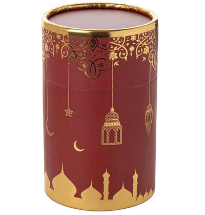 Modefa Prayer Rug Red Ramadan Lantern Cylinder Gift Box Set with Prayer Mat & Prayer Beads - Red