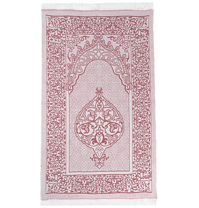 Modefa Prayer Rug Red Ramadan Lantern Cylinder Gift Box Set with Prayer Mat & Prayer Beads - Red