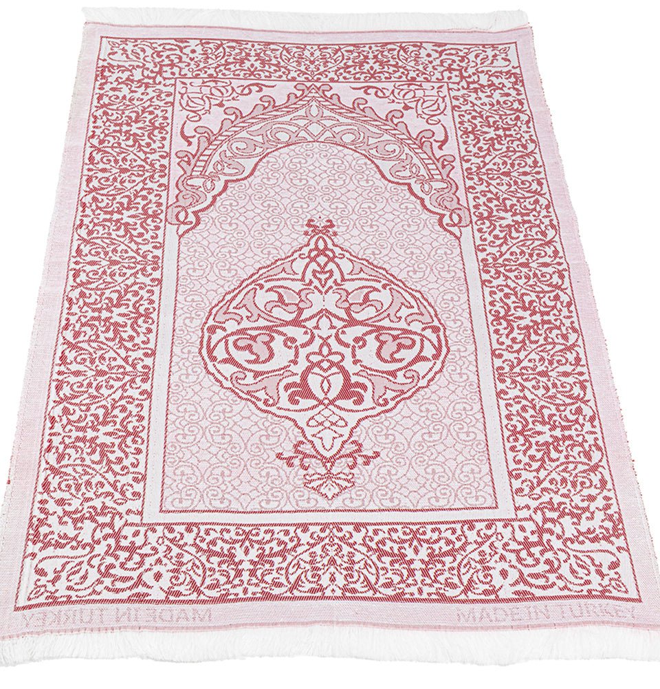 Modefa Prayer Rug Red Ramadan Lantern Cylinder Gift Box Set with Prayer Mat & Prayer Beads - Red