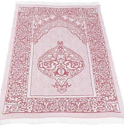 Modefa Prayer Rug Red Ramadan Lantern Cylinder Gift Box Set with Prayer Mat & Prayer Beads - Red