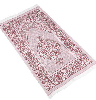 Modefa Prayer Rug Red Ramadan Lantern Cylinder Gift Box Set with Prayer Mat & Prayer Beads - Red