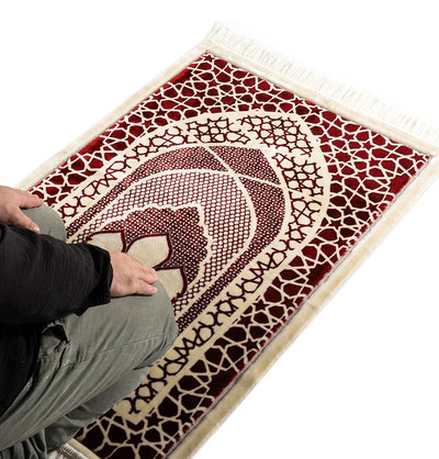 Modefa Prayer Rug Red Saray Plush Islamic Prayer Rug - Red