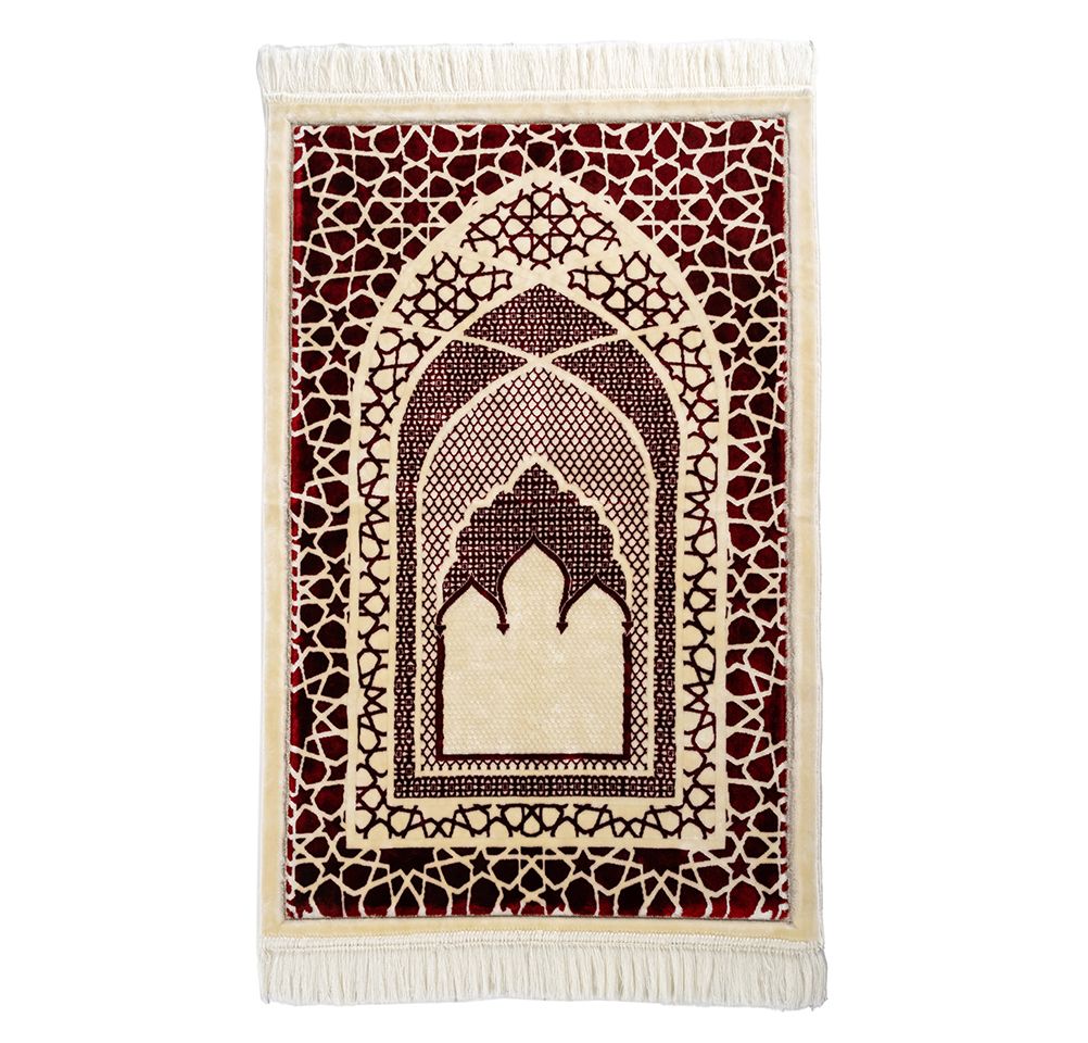 Modefa Prayer Rug Red Saray Plush Islamic Prayer Rug - Red