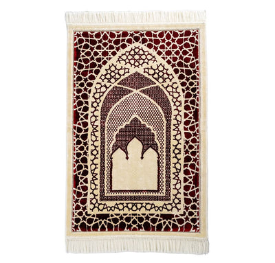 Modefa Prayer Rug Red Saray Plush Islamic Prayer Rug - Red