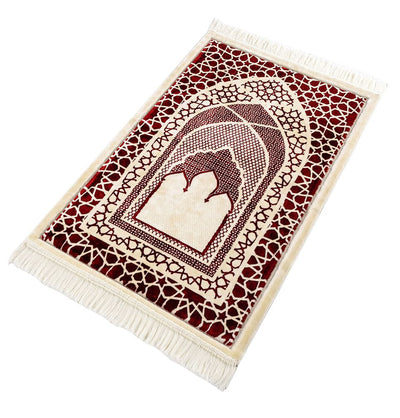 Modefa Prayer Rug Red Saray Plush Islamic Prayer Rug - Red