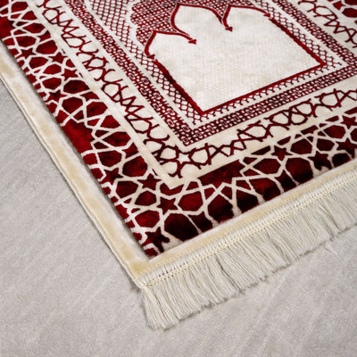 Modefa Prayer Rug Red Saray Plush Islamic Prayer Rug - Red