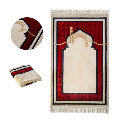 Modefa Prayer Rug Red Sukoon Plush Velvet Islamic Prayer Rug - Red