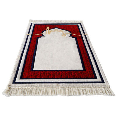 Modefa Prayer Rug Red Sukoon Plush Velvet Islamic Prayer Rug - Red