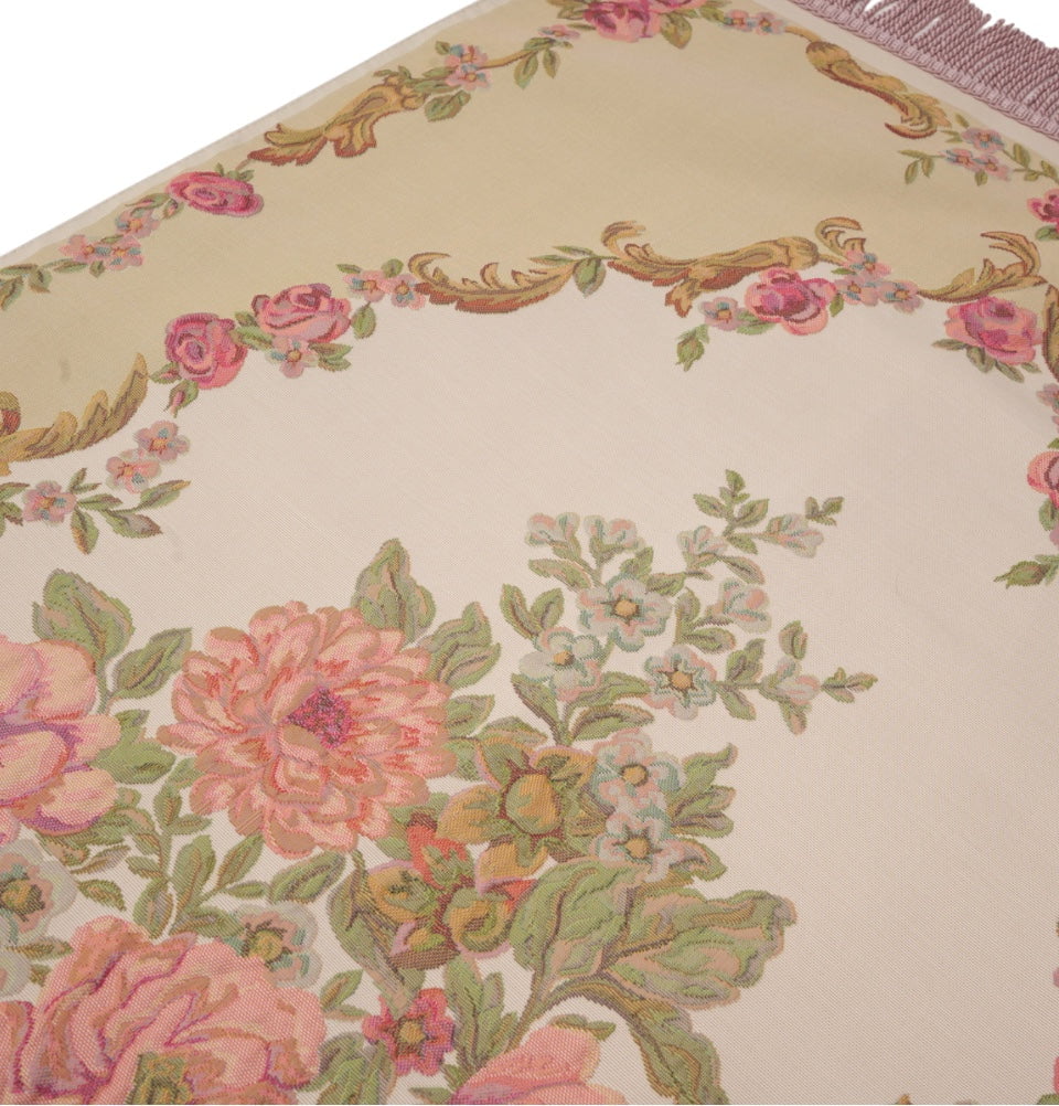 Islamic Rose Pattern Lavanta Embroidered Rose Islamic Prayer Mat - Rose Beige