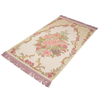 Modefa Prayer Rug Rose Beige Embroidered Rose Islamic Prayer Mat - Rose Beige