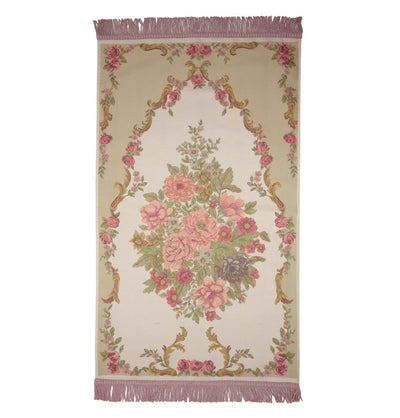 Modefa Prayer Rug Rose Beige Embroidered Rose Islamic Prayer Mat - Rose Beige