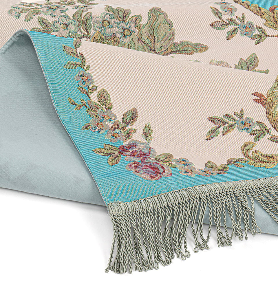 Modefa Prayer Rug Rose Blue Embroidered Rose Islamic Prayer Mat - Rose Blue