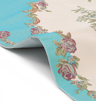 Modefa Prayer Rug Rose Blue Embroidered Rose Islamic Prayer Mat - Rose Blue