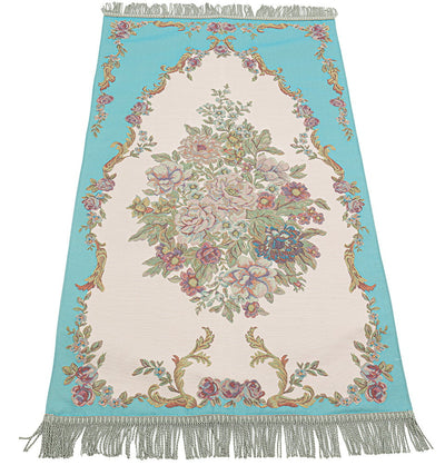 Modefa Prayer Rug Rose Blue Embroidered Rose Islamic Prayer Mat - Rose Blue