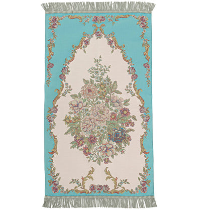 Modefa Prayer Rug Rose Blue Embroidered Rose Islamic Prayer Mat - Rose Blue