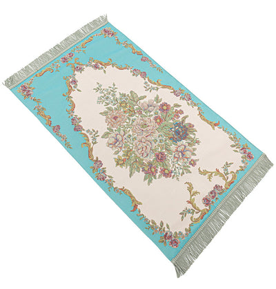 Modefa Prayer Rug Rose Blue Embroidered Rose Islamic Prayer Mat - Rose Blue
