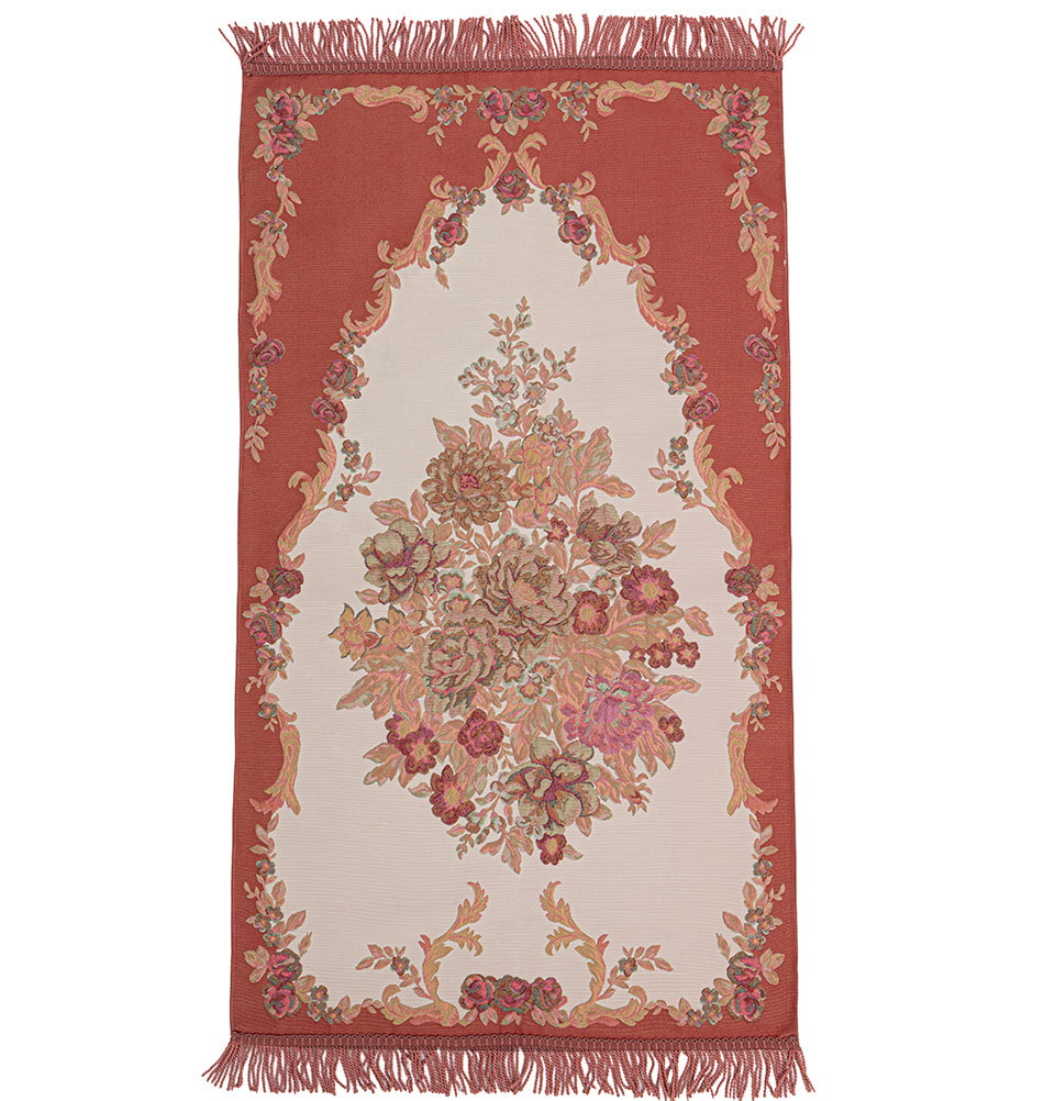 Modefa Prayer Rug Rose Red Embroidered Rose Islamic Prayer Mat - Rose Red