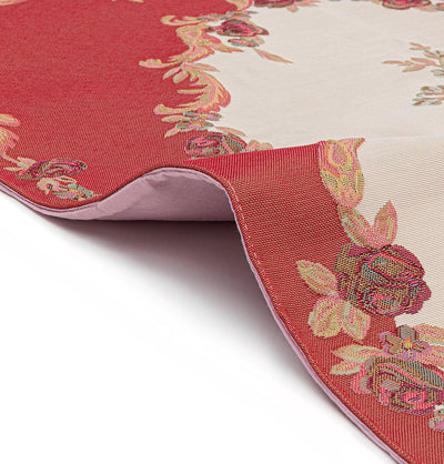 Modefa Prayer Rug Rose Red Embroidered Rose Islamic Prayer Mat - Rose Red