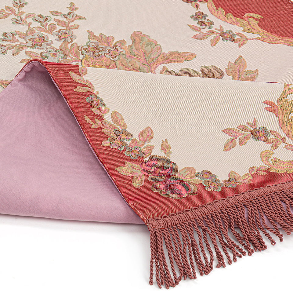 Modefa Prayer Rug Rose Red Embroidered Rose Islamic Prayer Mat - Rose Red