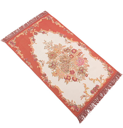 Modefa Prayer Rug Rose Red Embroidered Rose Islamic Prayer Mat - Rose Red