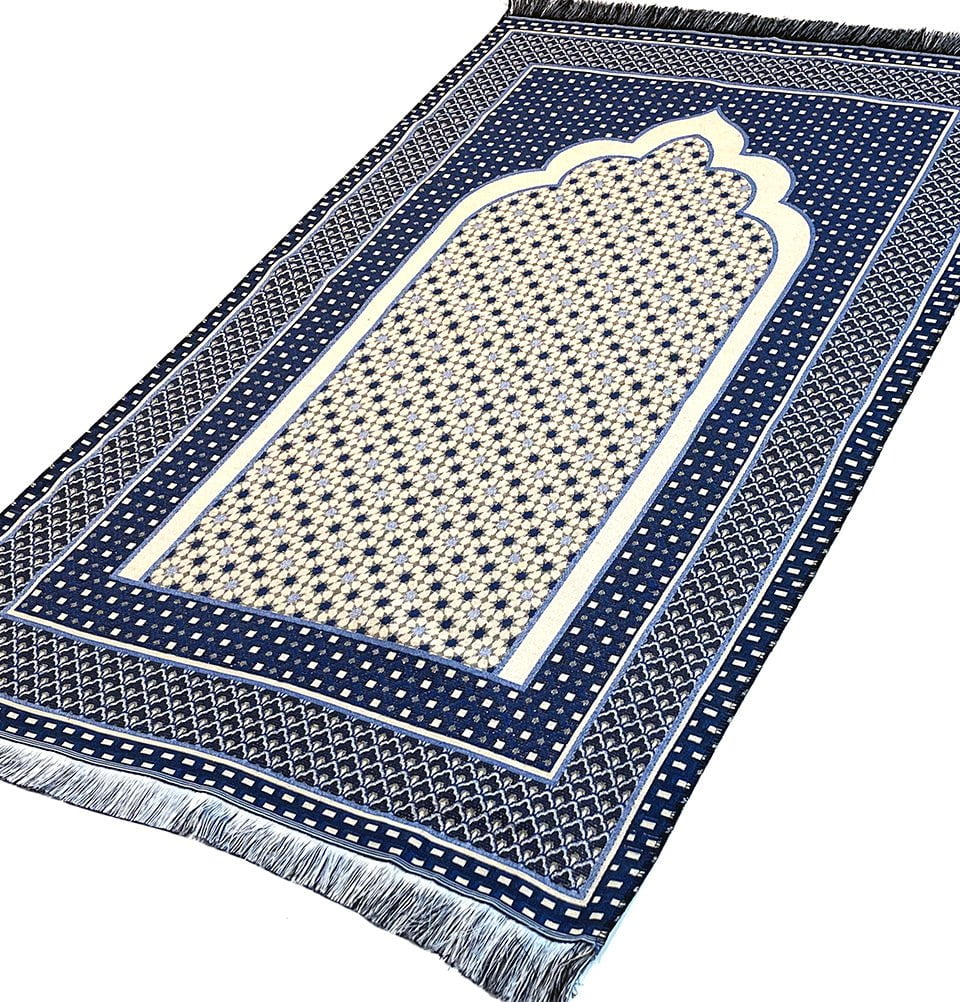 Modefa Prayer Rug Royal Blue Cotton Woven Islamic Prayer mat Hira Diamond - Royal Blue