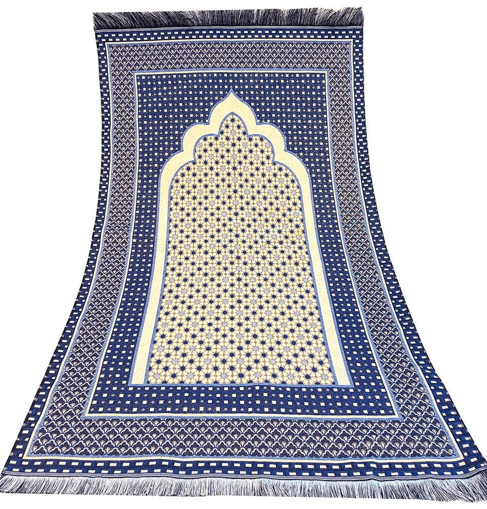 Modefa Prayer Rug Royal Blue Cotton Woven Islamic Prayer mat Hira Diamond - Royal Blue