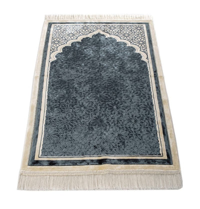 Modefa Prayer Rug Steel Blue Hidaya Plush Islamic Prayer Rugs - Steel Blue