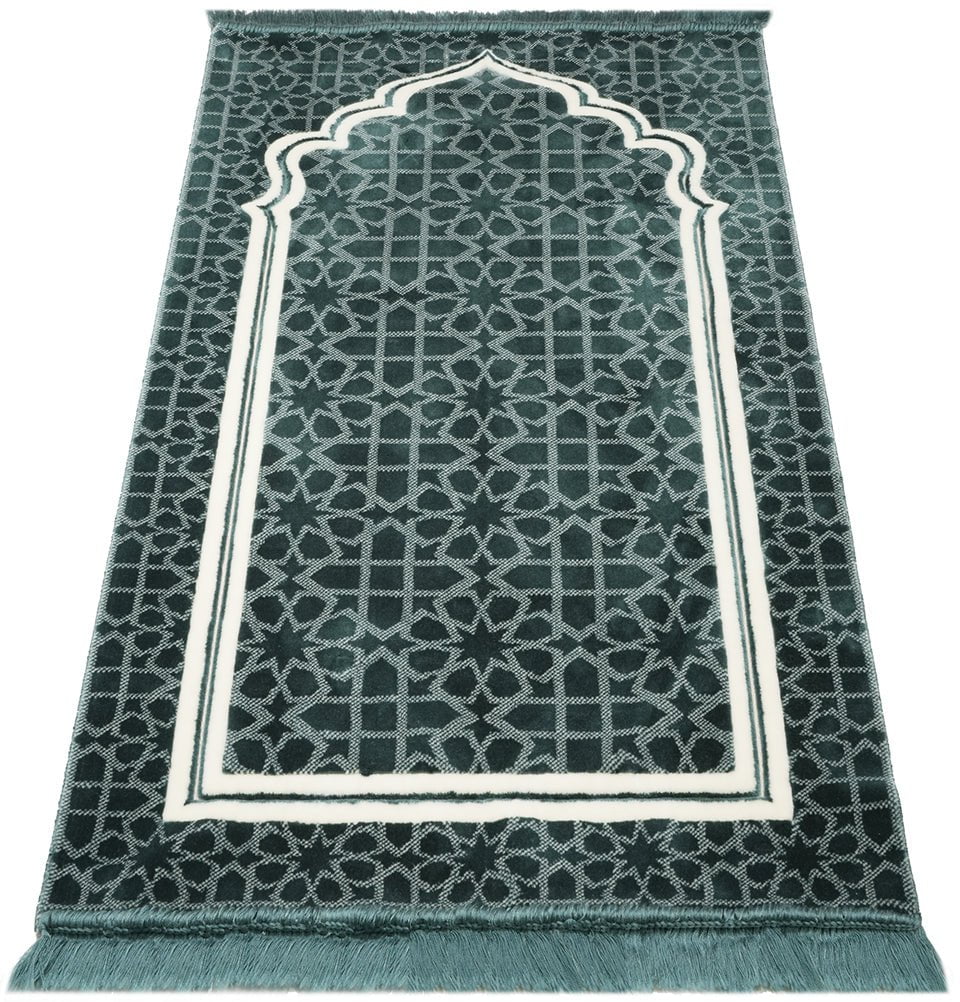 Modefa Prayer Rug Teal Double Plush Wide Islamic Prayer Rug Andalus - Teal