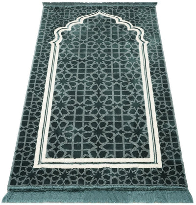 Modefa Prayer Rug Teal Double Plush Wide Islamic Prayer Rug Andalus - Teal