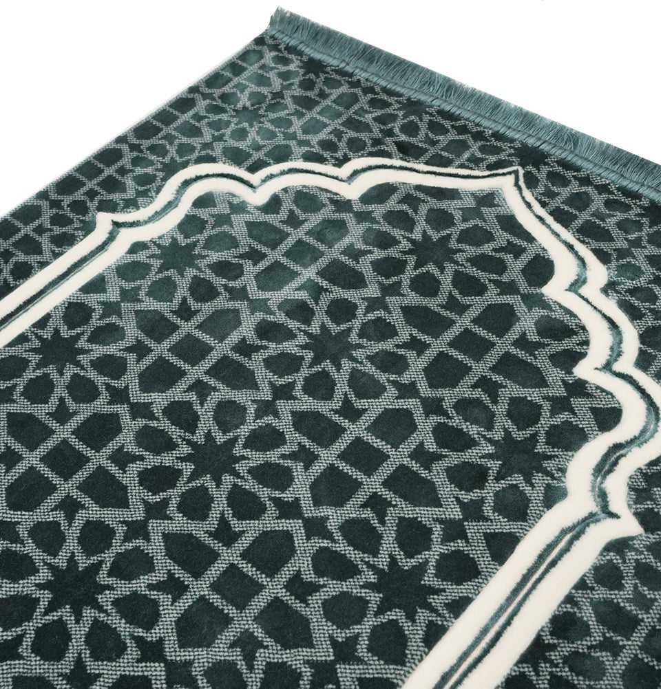 Modefa Prayer Rug Teal Double Plush Wide Islamic Prayer Rug Andalus - Teal
