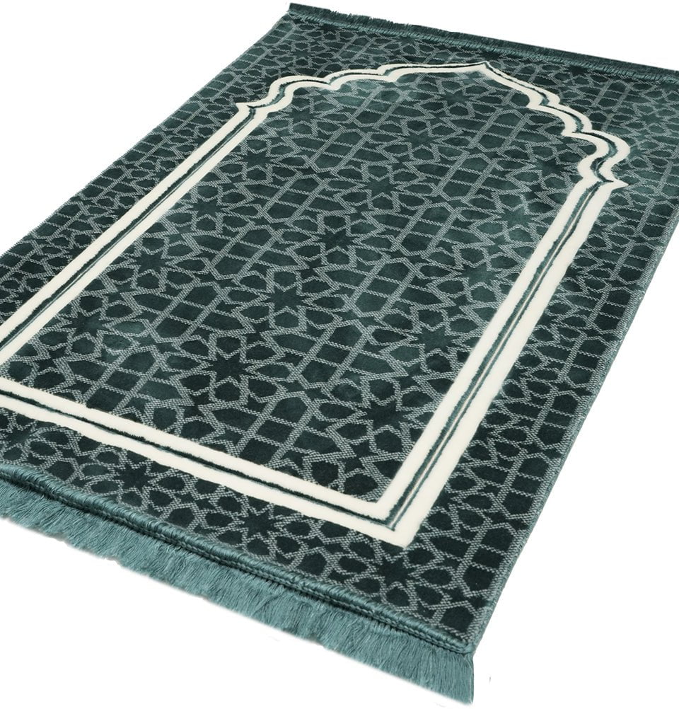 Modefa Prayer Rug Teal Double Plush Wide Islamic Prayer Rug Andalus - Teal