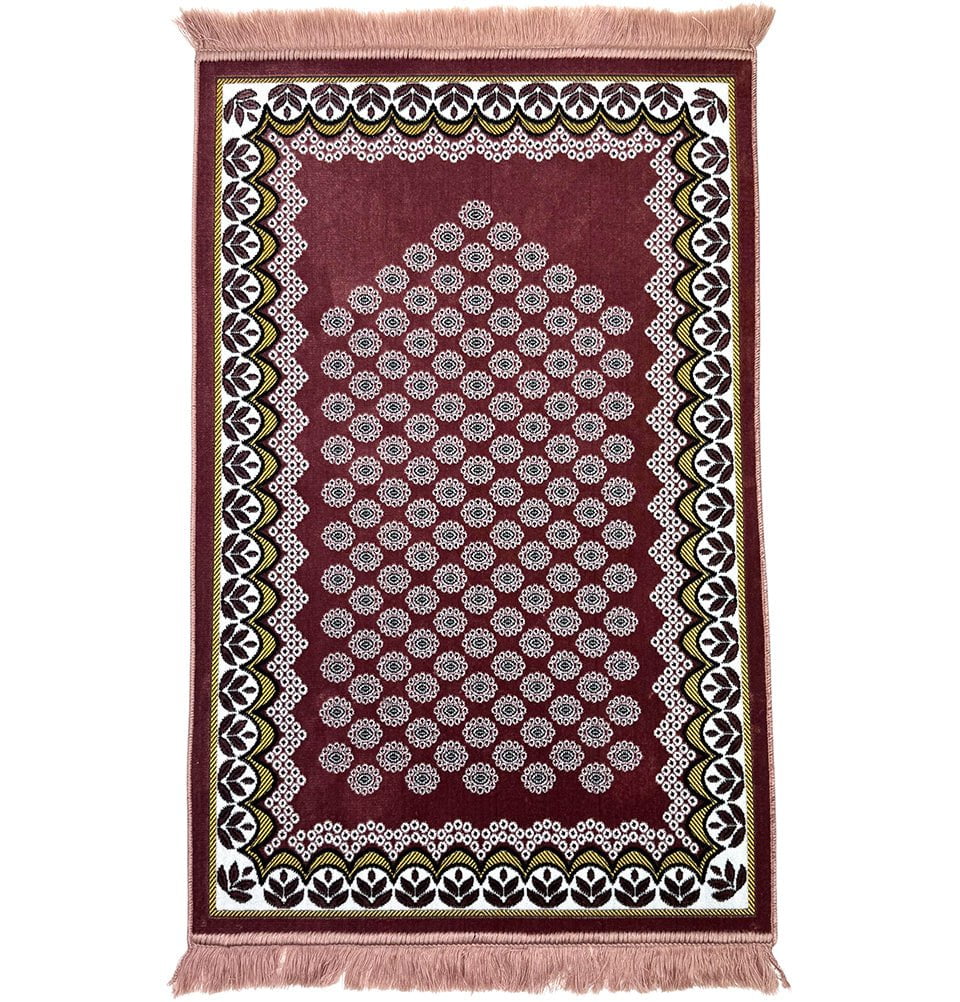 Modefa Prayer Rug Velvet Floral Daisy Arch Islamic Prayer Rug - Pink
