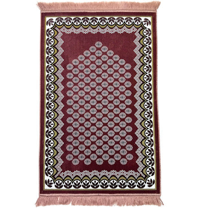 Modefa Prayer Rug Velvet Floral Daisy Arch Islamic Prayer Rug - Pink