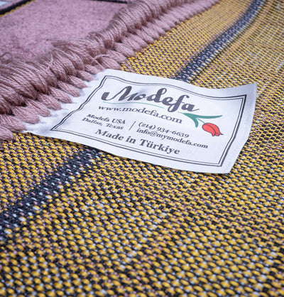 Modefa Prayer Rug Velvet Vined Arch Islamic Prayer Rug - Pink
