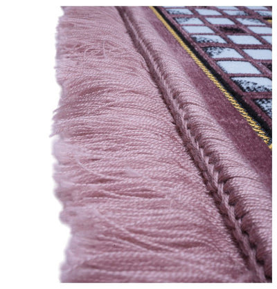 Modefa Prayer Rug Velvet Vined Arch Islamic Prayer Rug - Pink