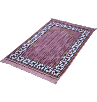 Modefa Prayer Rug Velvet Vined Arch Islamic Prayer Rug - Pink