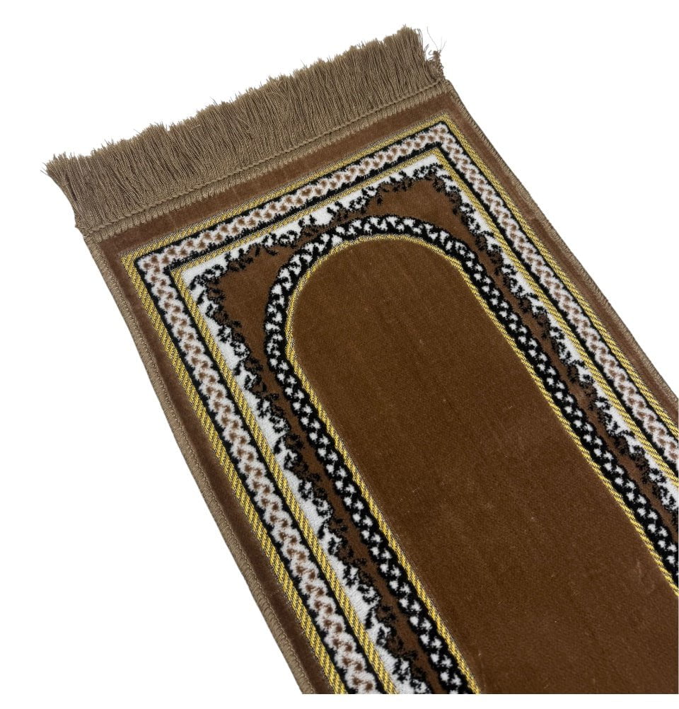 Modefa Prayer Rug Vine Border Arch Brown Child Velvet Islamic Prayer Rug - Vine Border Arch Brown