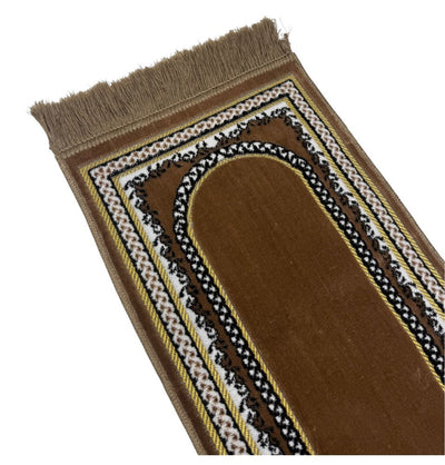 Modefa Prayer Rug Vine Border Arch Brown Child Velvet Islamic Prayer Rug - Vine Border Arch Brown