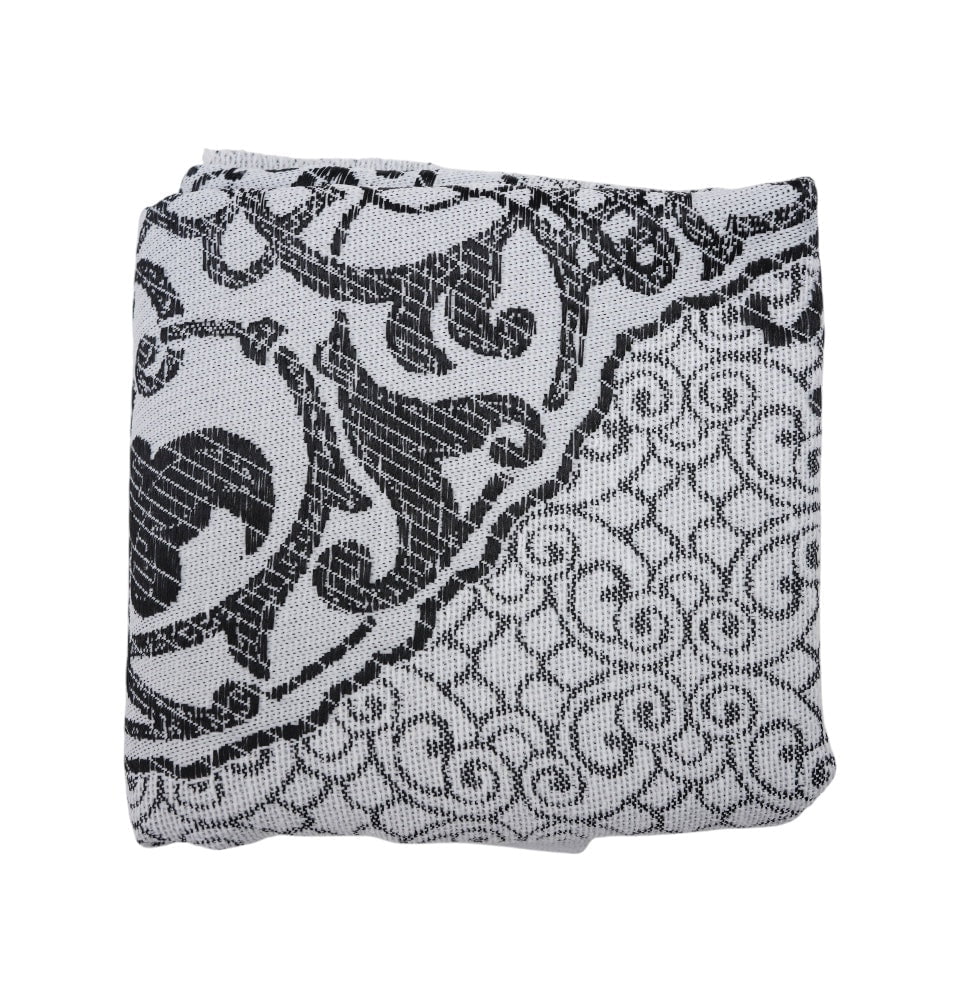 Modefa Prayer Rug White/Black Chenille Ottoman Islamic Prayer Mat - White/Black