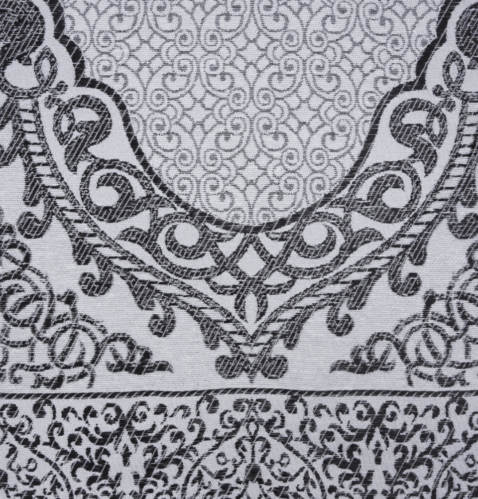 Modefa Prayer Rug White/Black Chenille Ottoman Islamic Prayer Mat - White/Black